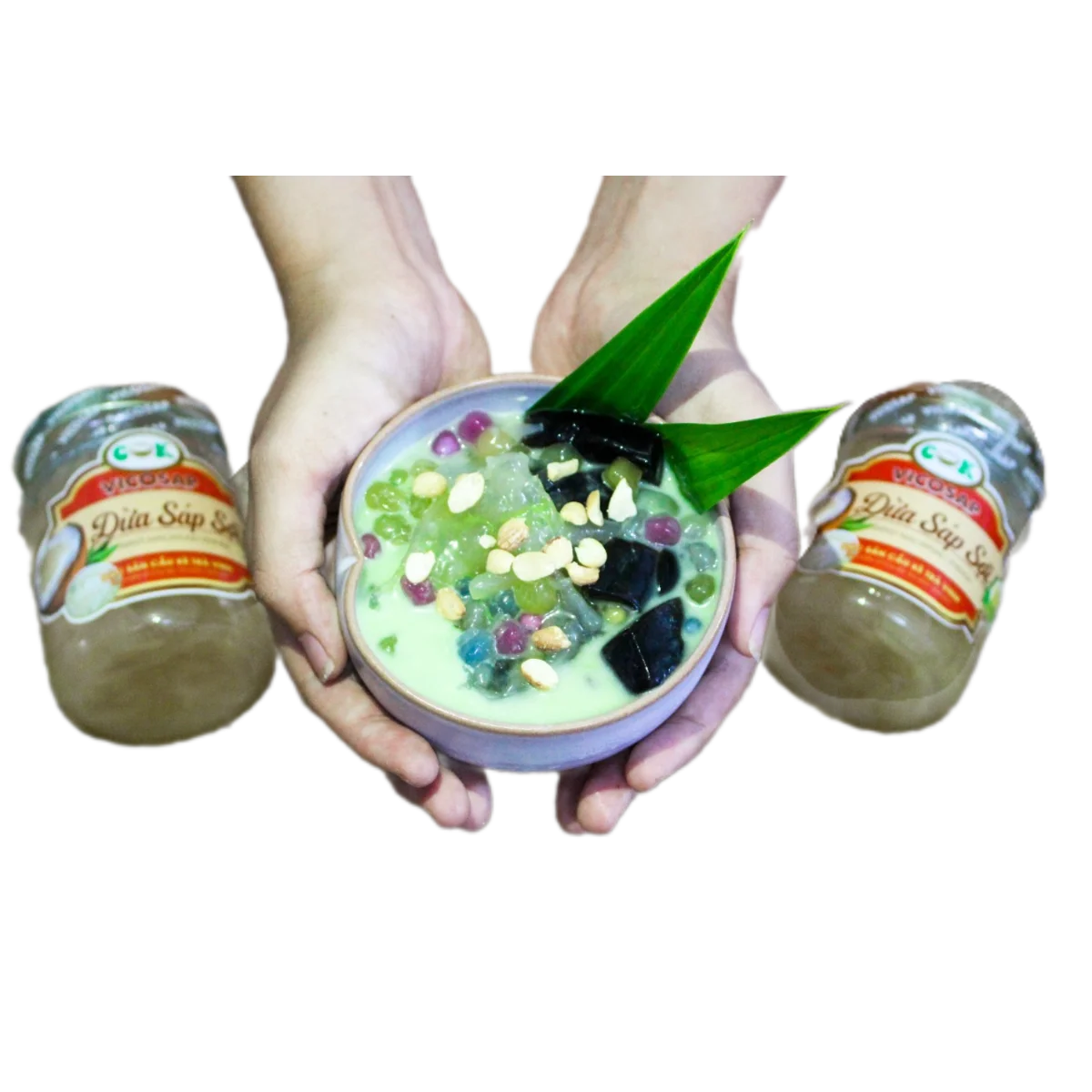 Organic Macapuno Coconut Preserved Fruit Sliced 240g 380g Sweet Jam Vicosap Glass Jar Good Price Halal Certified Coconut Topping