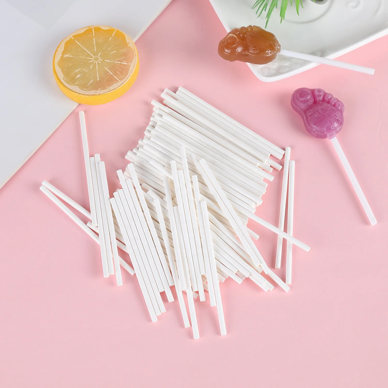 Cake Pop Sticks Sucker Sticks for Cookies Rainbow Candy Chocolate Cake Topper White Paper Lollipop Sticks