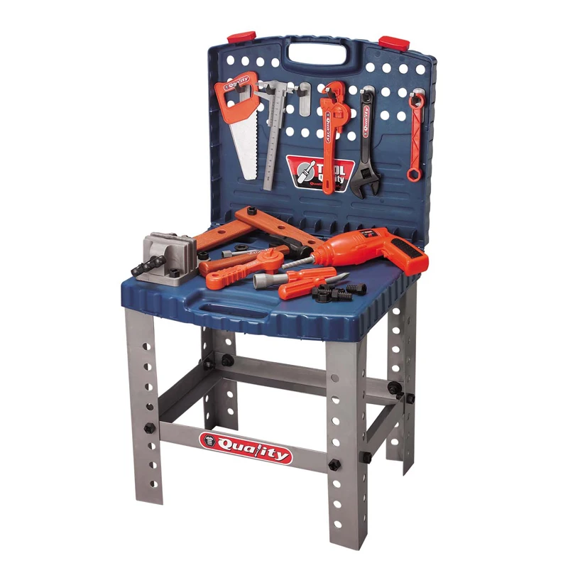
Kids Pretend Play Work Bench Building Tool Toys with Realistic Tools and Electric Drill 