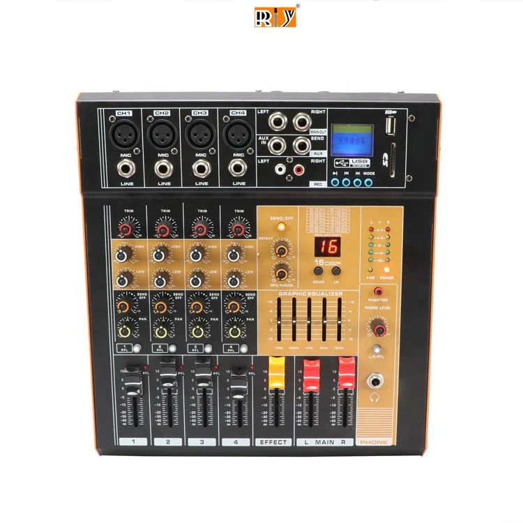 QE-4 Портативный 250 Вт горячий звуковой микшер аудио усилитель 4-канальный силовой