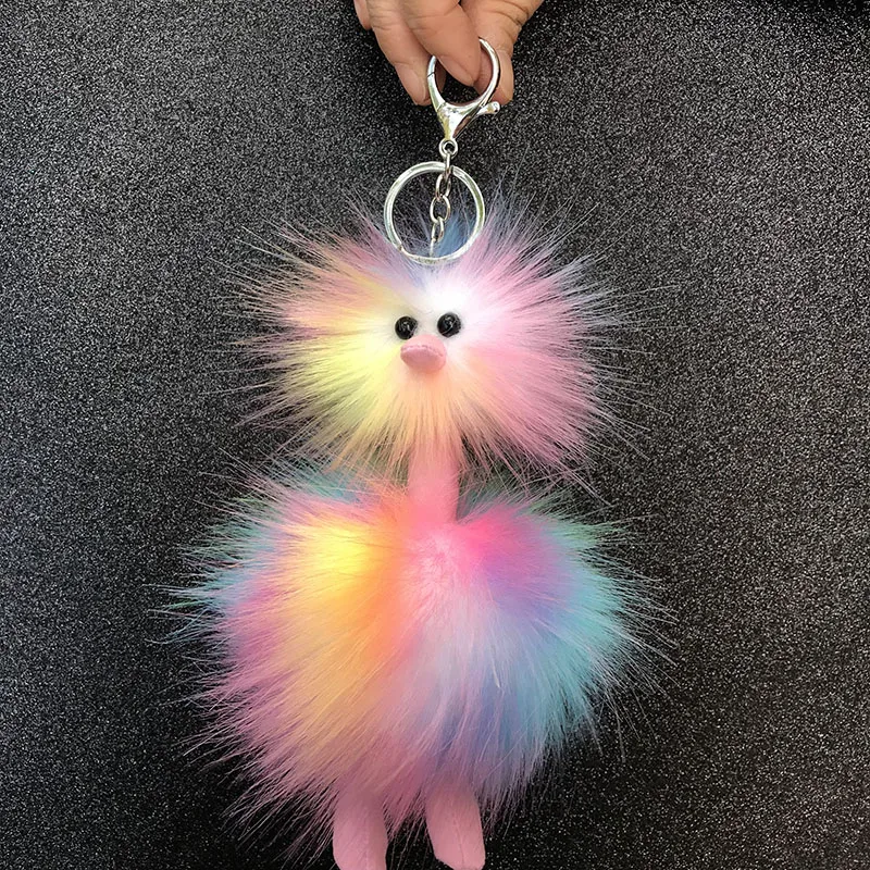 New rainbow color  pompom key chain fried doll package car ornaments exquisite gifts children toys