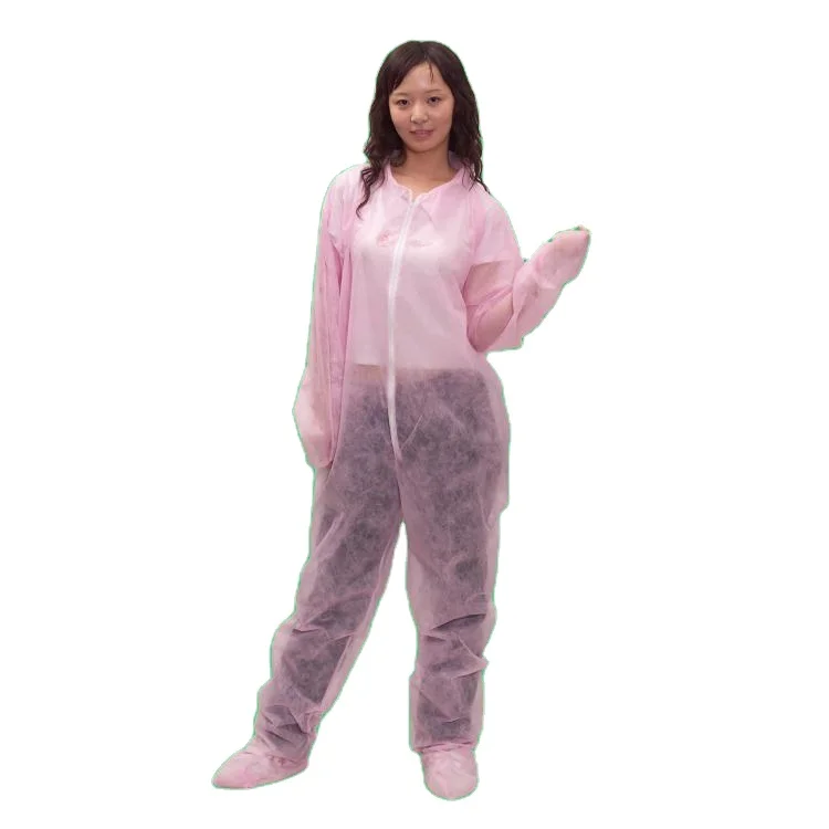 Factory Supply Customized Disposable Pink PP Dustproof Nonwoven Clothes Coverall