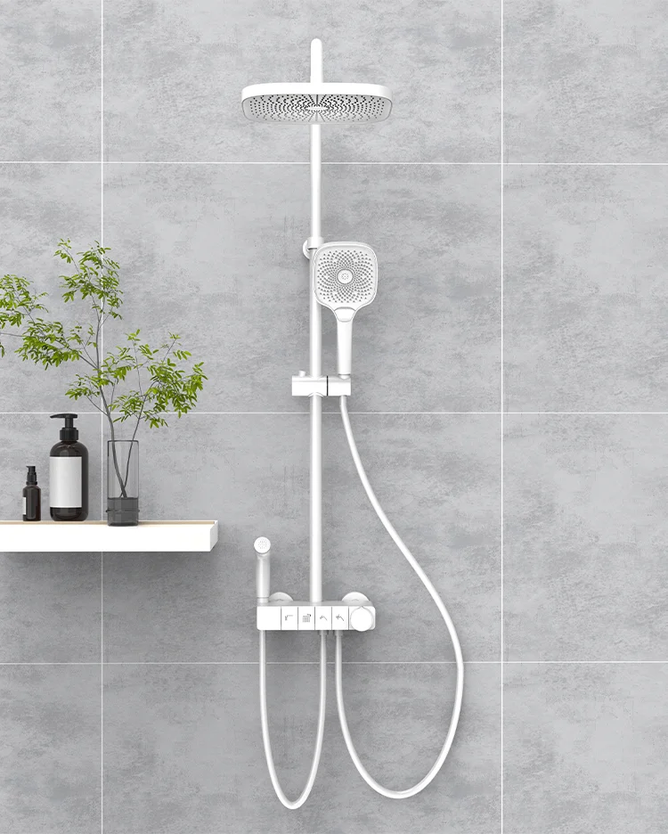 Modern Single-Handle Bathroom Shower Mixer Wall Mounted Multifunctional Brass Square Ceramic Wash Basin Polished 2 Holes