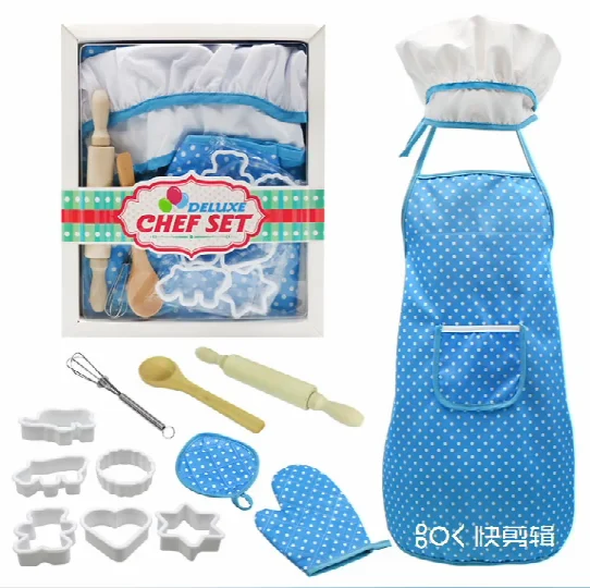 2020 manufacturer kids cooking and baking kitchen apron set toys playful chef for gifts