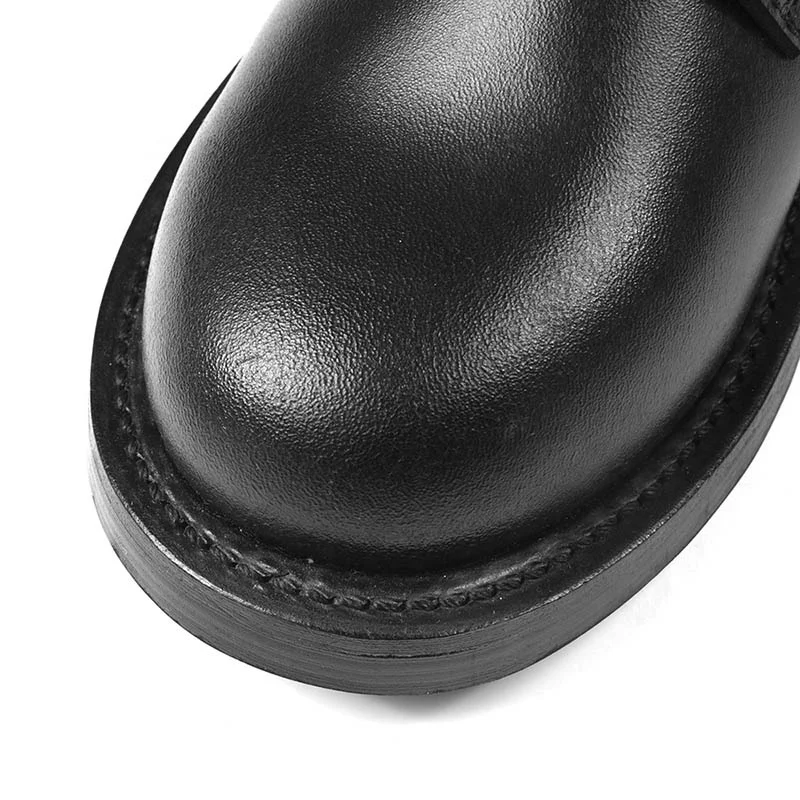 XINXING high quality officer black boots upper split thick leather for tactical combat parade high abrasion rubber sole