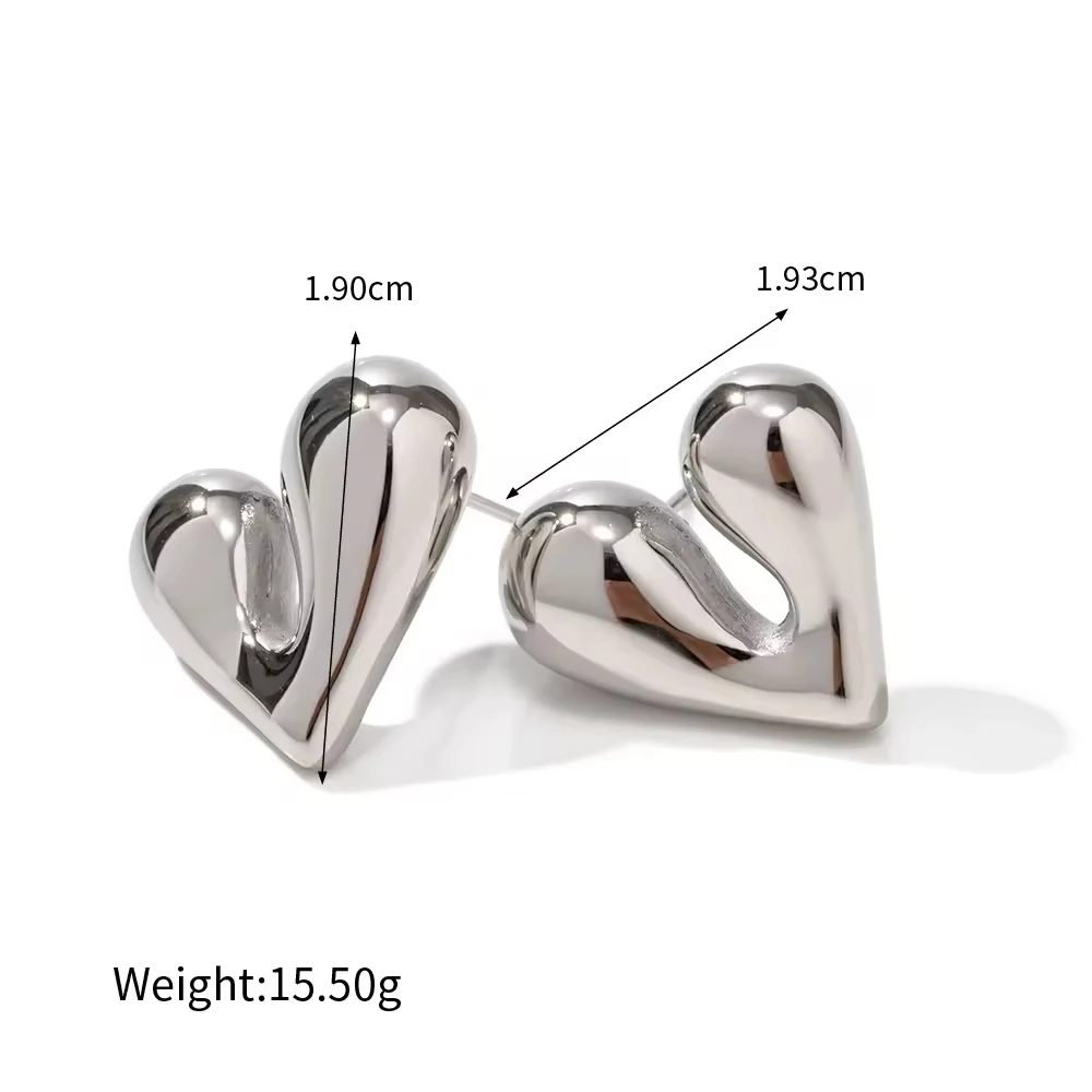 Popular 18k Gold Stainless Steel Personalized Liquid Heart-Shaped Waterproof Wholesale Earrings bijoux en acier inoxydable