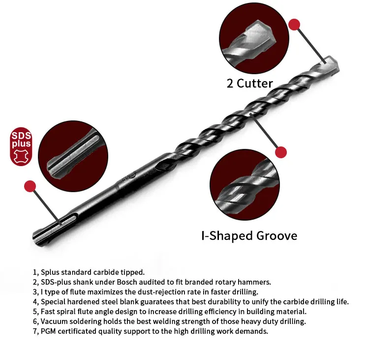 TOOLWAY 6.5mm SDS plus Hammer Drill Bits masonry drills bit for stone concrete brick drilling