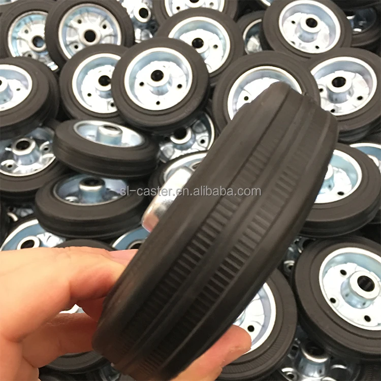 European type black 3.2inch elastic rubber industrial caster roulettes pour chariots heavy duty 100mm casters