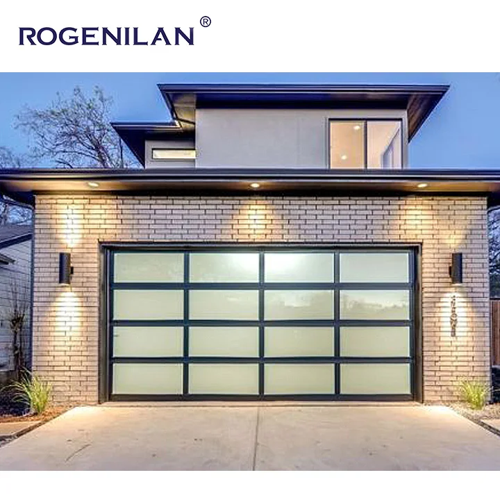 Windproof Heat Resistant Produce High Standard Frameless Mirror Reflective Tempered Glazed Garage Door