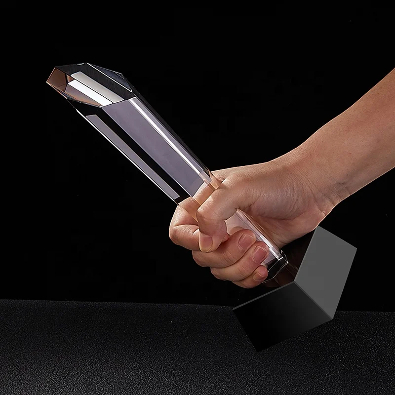 Classical And Unique Seven Sided Good Cutting Technology Beautiful Optical Glass Blank Crystal Trophy Award For Handgifts