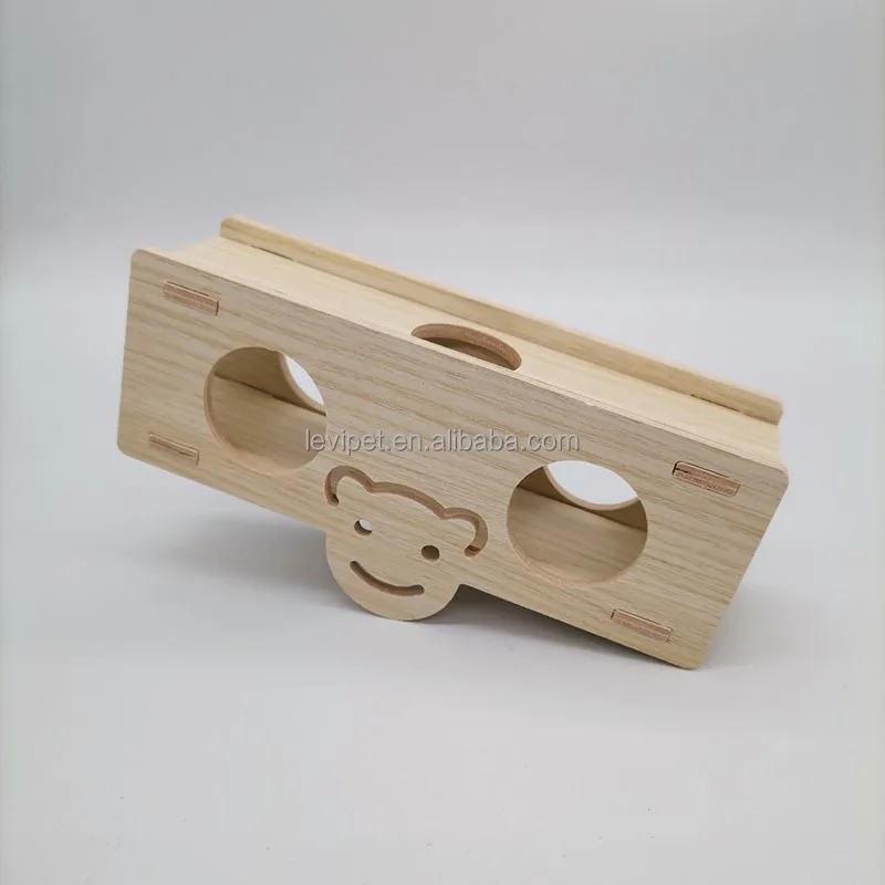 Wooden Hamster House Hanging Wooden Swing Chew Toy Small Animal Hideout Arched Platform Nesting Habitat forGerbils Guinea Pigs