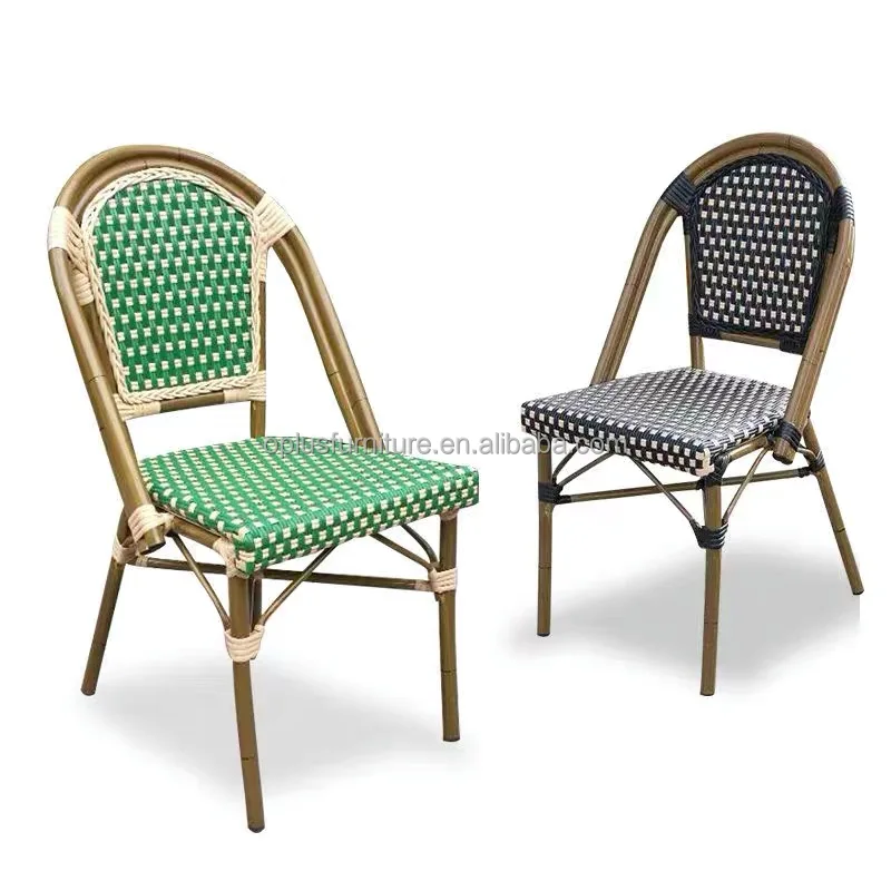 
stackable outdoor furniture aluminum chairs with rattan for bistro balcony patio cafe restaurant hotel villa hospitality use 