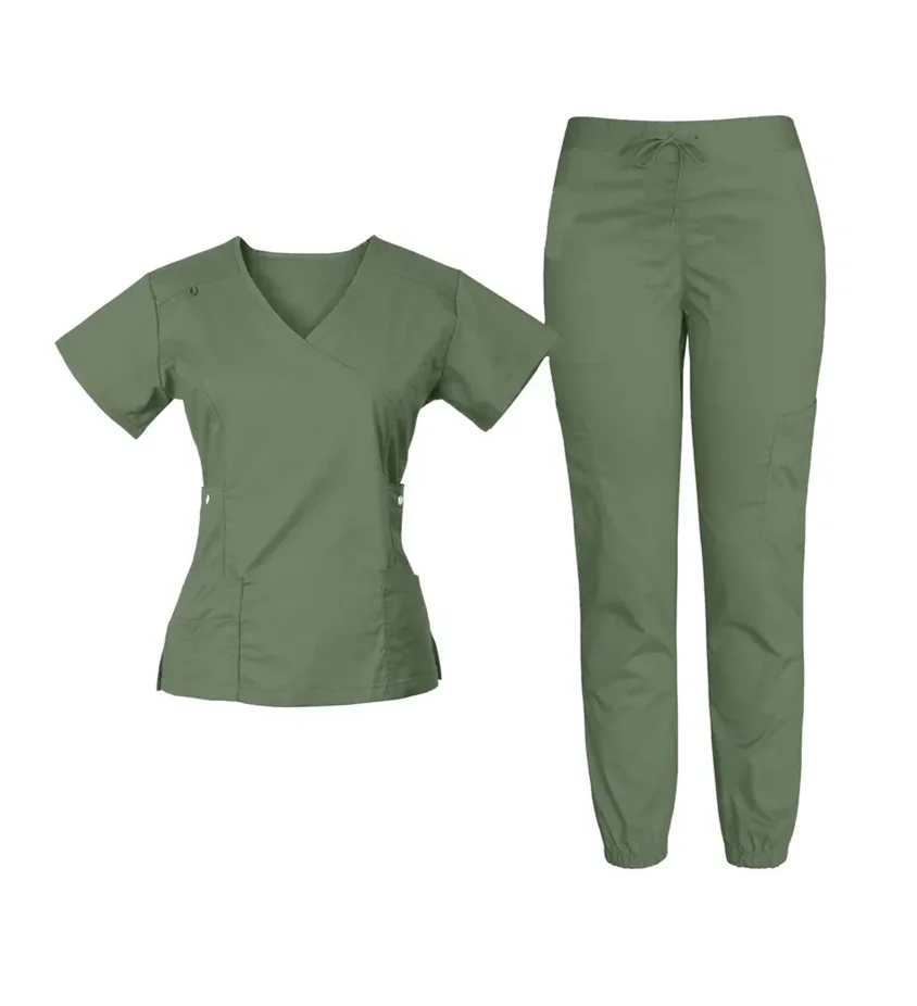 Fashionable women scrubs sets stylish anti wrinkle medical work nursing scrub uniform new style nurse uniform for hospital