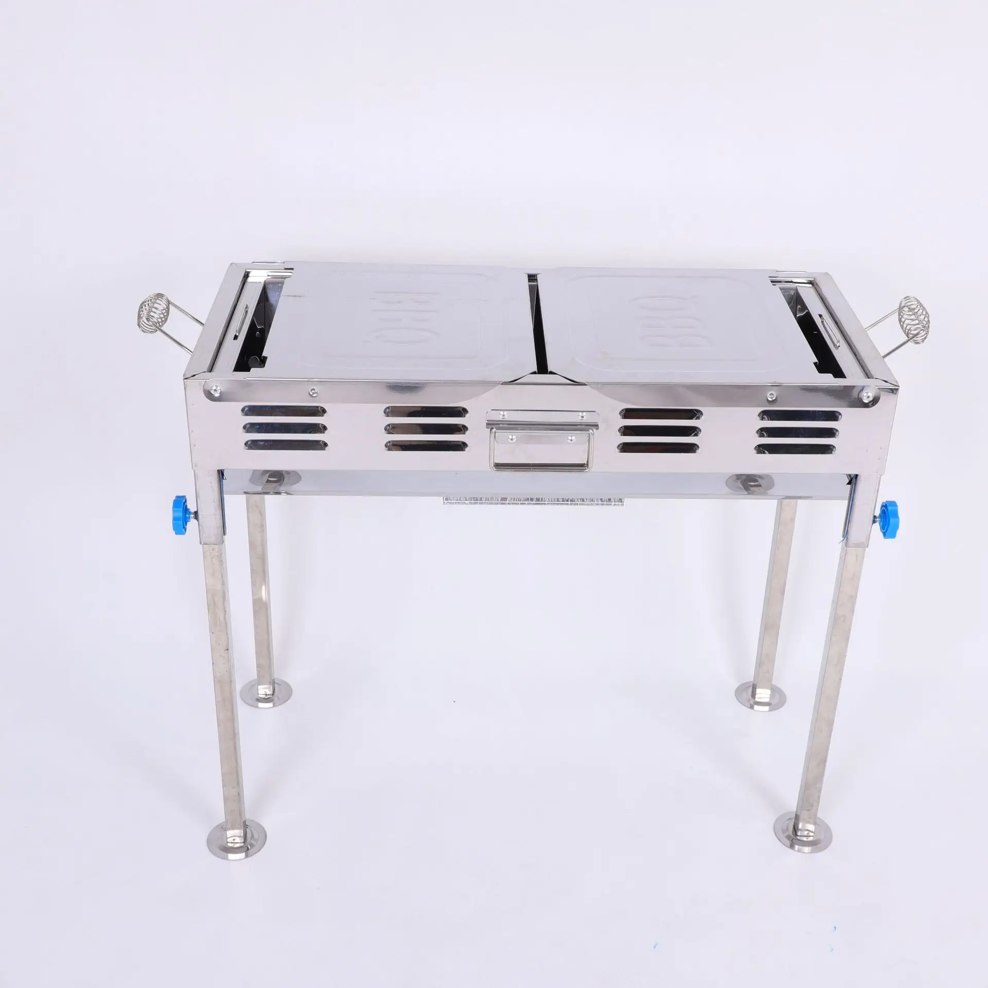 Large thickened barbecue grill stainless steel folding grill outdoor camping charcoal portable grill