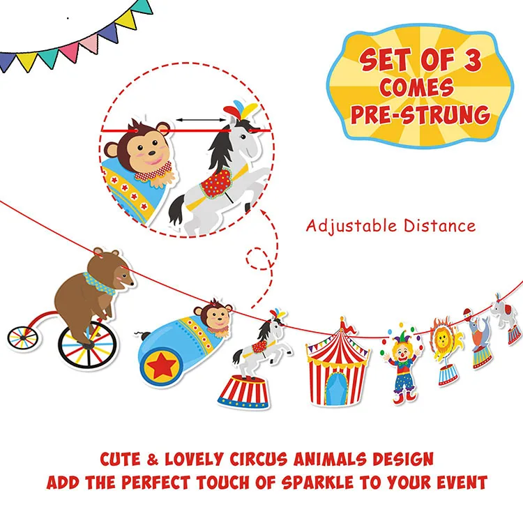 Nicro 30 Pcs Birthday Party Baby Shower Clown Fiesta Carnival Circus Party Decorations Supplies