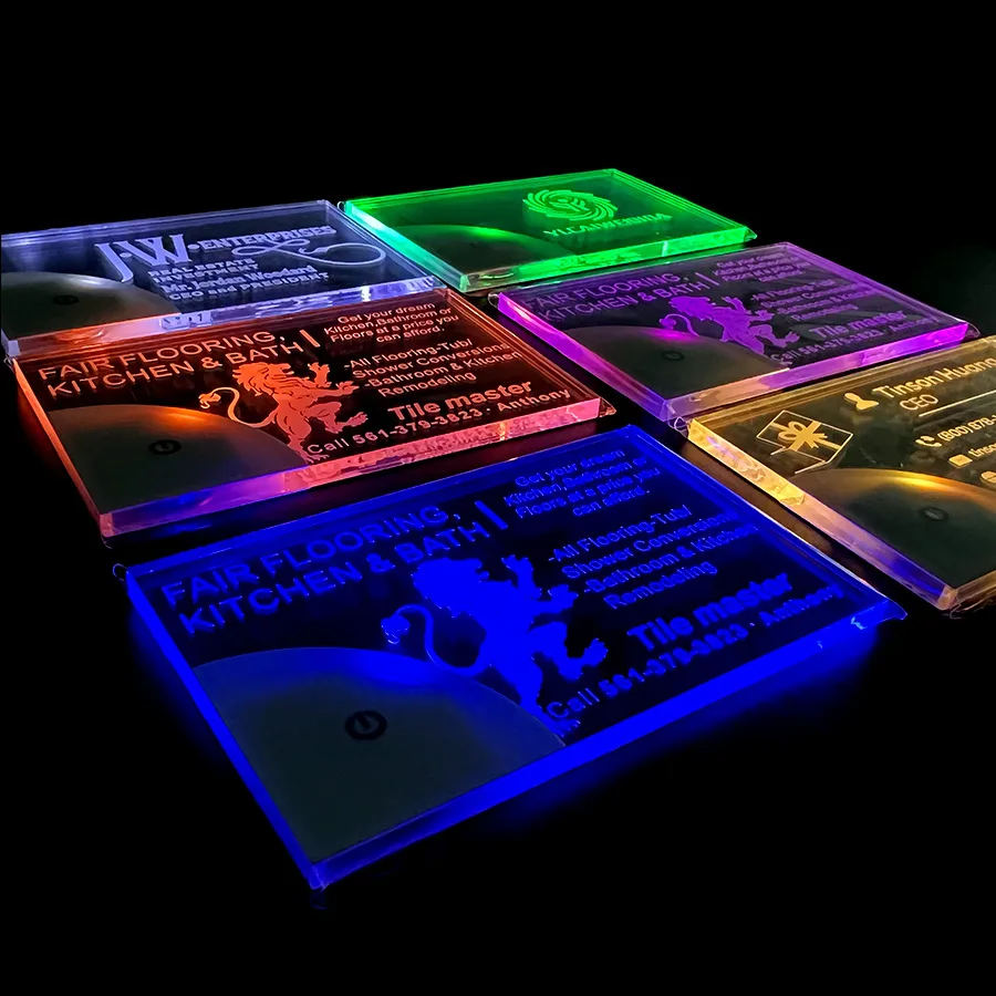 NEW 2024 Luxury LED Acrylic Business Card Custom Business Cards Design Printing Laser Engrave Unique Light up Business Card