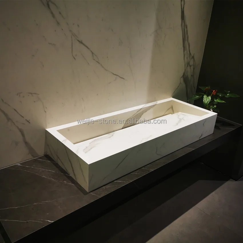 CALACATTE GOLD Sintered marble Stone Solid Surface Wall Hung Bathroom sink