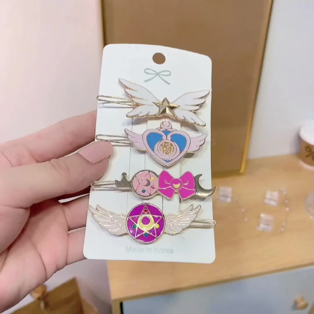 Japanese Anime Sailor star Hairclip Metal moon Wing Girls Hairpin Girly Heart Jewelry Women Hairpinc Accessories wholesale