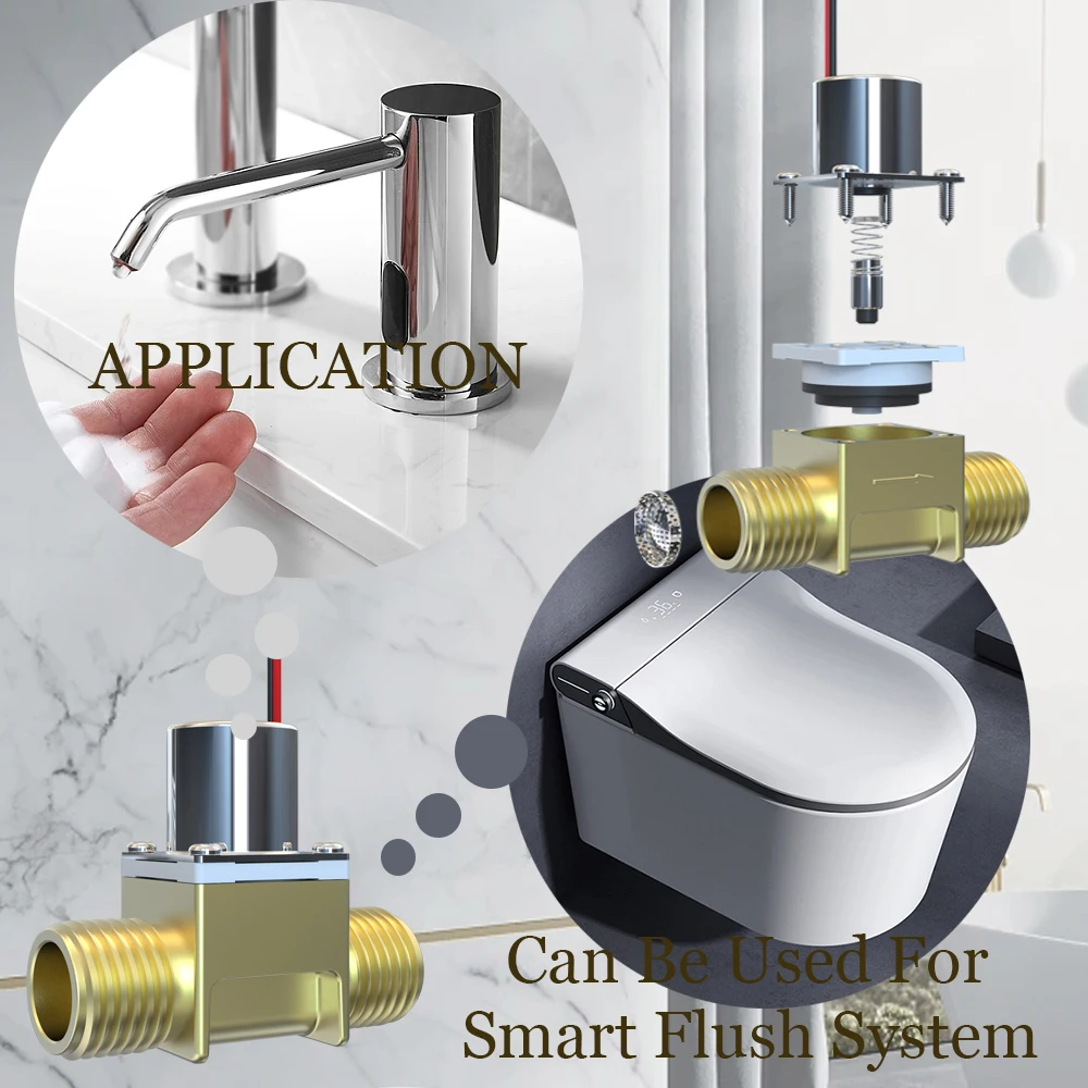 Transl 2way electric 3 inch dc 6v 12v 24v bistable water latching brass mini faucet toilet flush stainless steel solenoid valve
