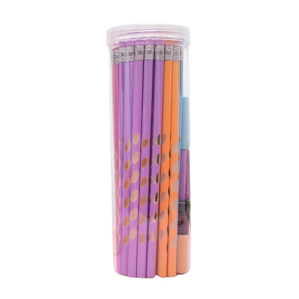 Protection Posture Correction 48pcs HB Triangle Macaron color Hole Plastic box standard pencil