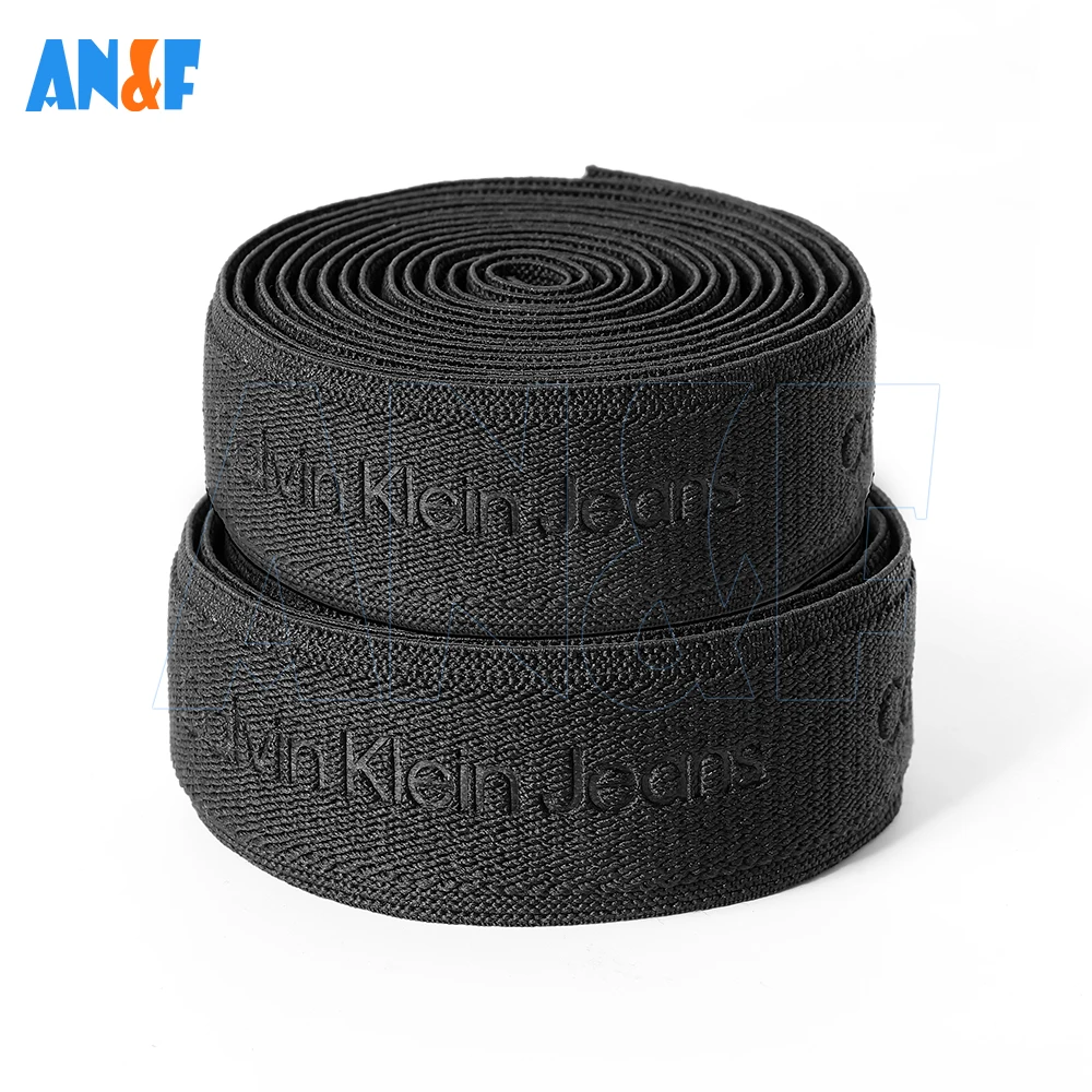 Embossed/printed Webbing Tape Polyester Woven Knitted Jacquard Soft Elastic Band for Underwear Boxer Shorts Waistband Belt 40mm
