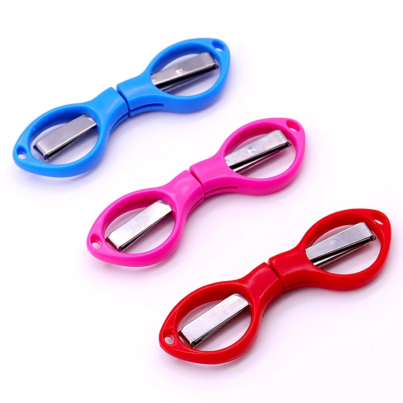 Travel metal material folding feature plastic shear handle small portable fishing scissors