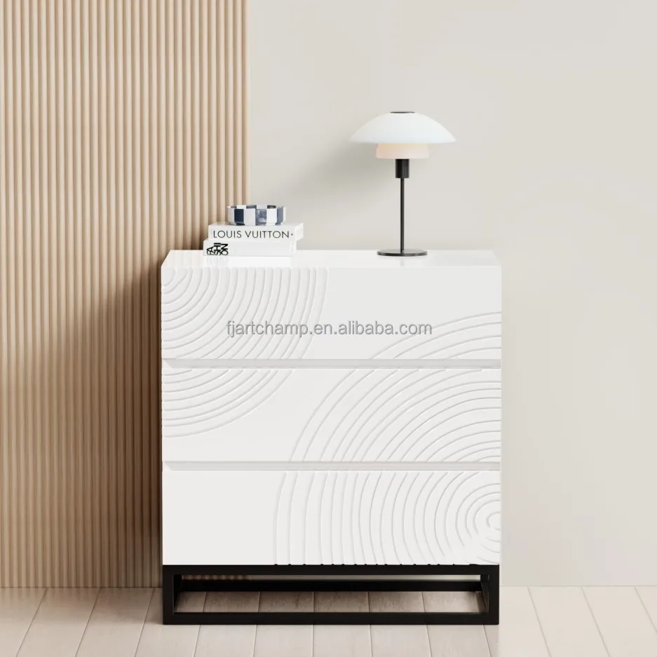 White Modern Furniture Living Room Luxury Wooden Console Tables with Mirror&Drawers