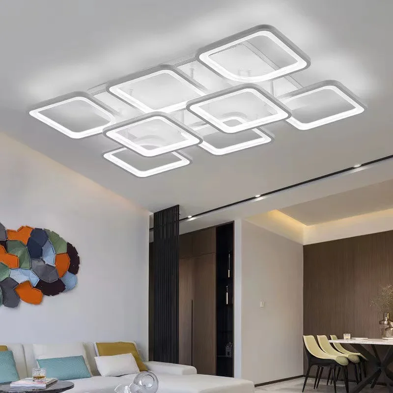 2023 Energy saving Rectangular Living Room Metal LED Ceiling Lamp Modern Surface Mounted Ceiling Lamp Black Natural Light