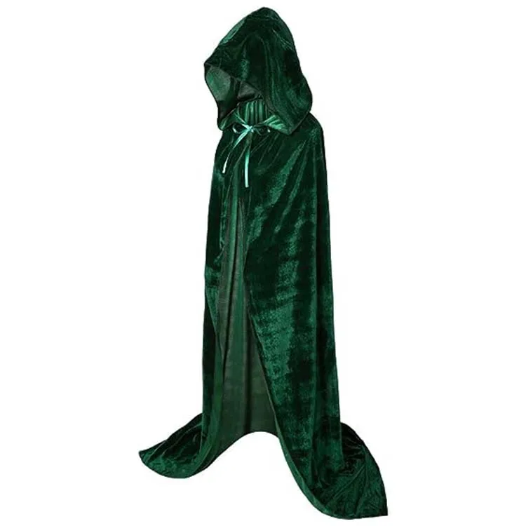 MONDON    Hooded Cloak Kids and Adults Long Velvet Cape for Christmas Halloween Cosplay Costumes Witch Costume