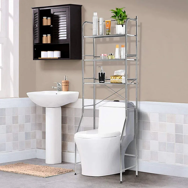3-Tier Over The Toilet Shelf Stainless Steel Bathroom Organizer  Space Saver, 3-Tier Over The Toilet Storage Rack