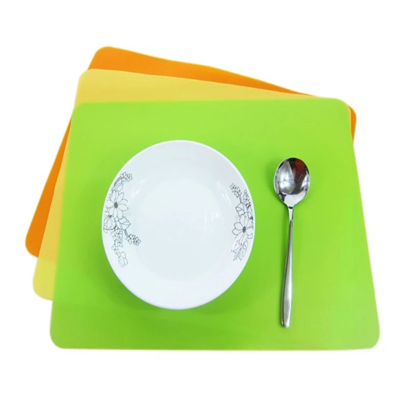 Wholesale Square  Printed  logo Silicone Thin  Table Mat Place Mat For kitchen Tables And Chairs