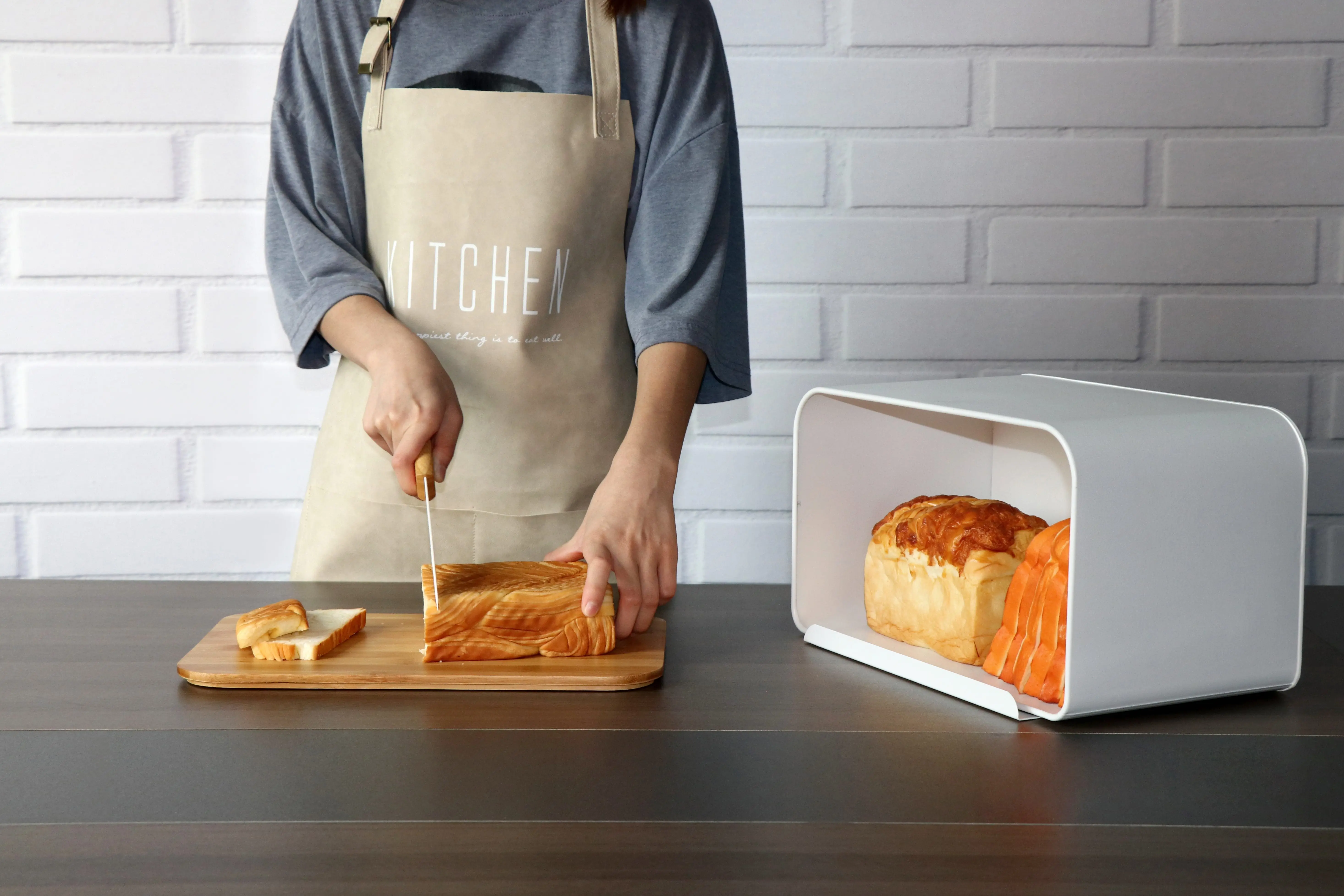 Food storage box, metal toast box and bamboo covered bread box used in kitchen and home