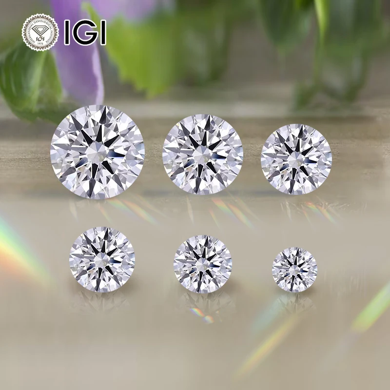Бриллианты выращенные в лаборатории 0.4ct 0.5ct 1ct 1.5ct 2ct DE Vvs IGI сертификат алмазные Hpht Cvd лабораторные бриллианты