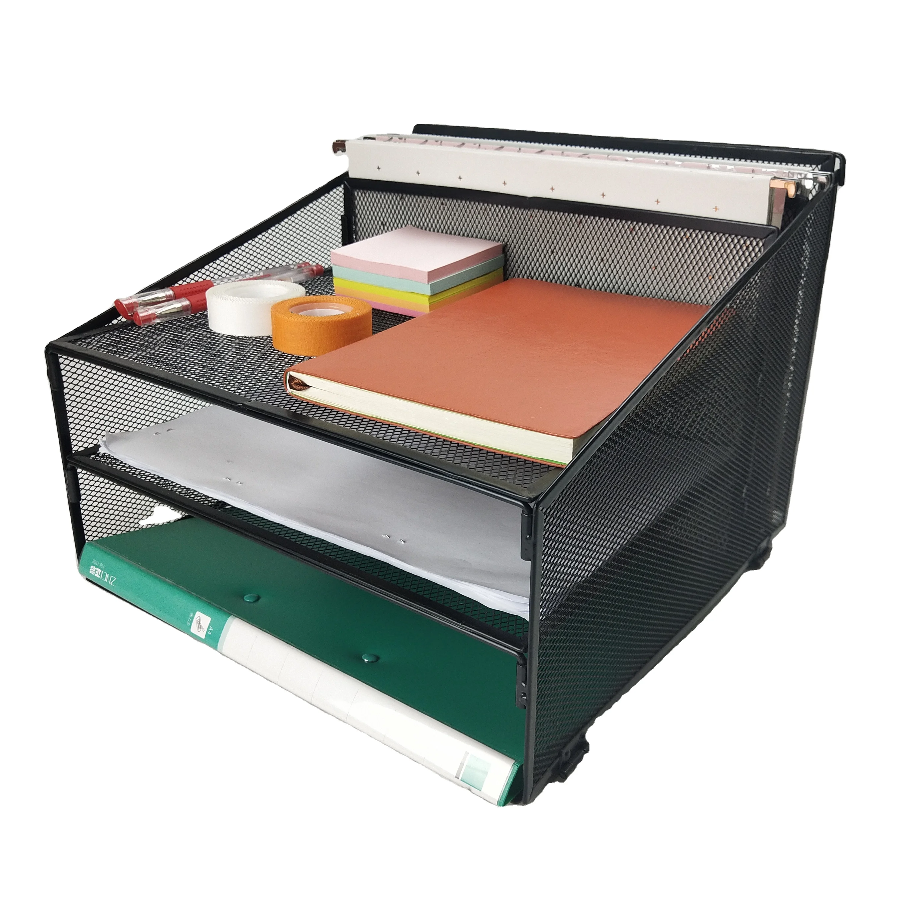Настольные аксессуары, офисные принадлежности, металлические сетчатые держатели для хранения с 5 отделениями, стойка для файлов, настольный органайзер, держатель для документов