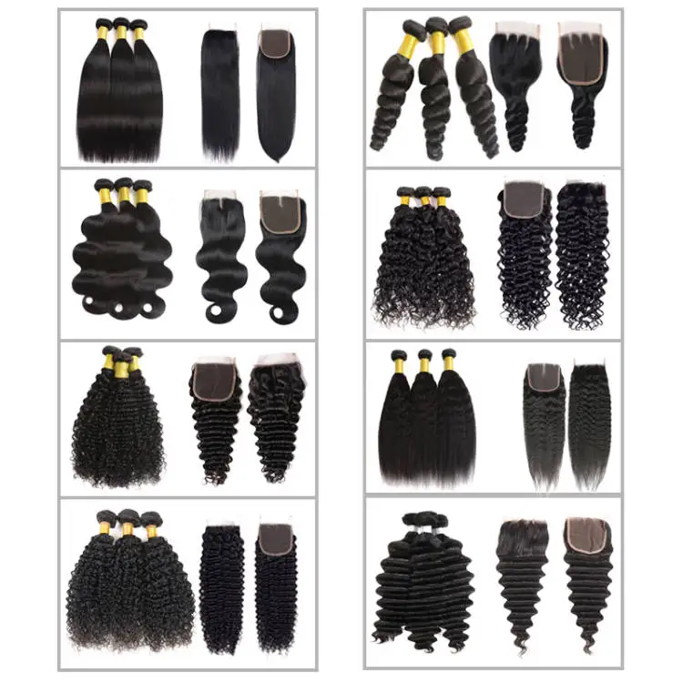 
10A grade human hair weave bundles and closure cuticle aligned virgin hair dropshipping to Global human hair extention 