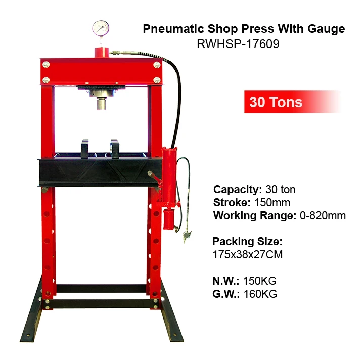 10 Ton Pneumatic Air Hydraulic Shop Press Machine With Gauge Car Vehicle Repair CE Hydraulic Cylinder Manual Shop Press Tools