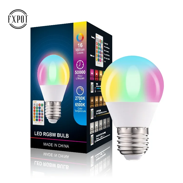 FXPOT дешевая Крытая E26 E27 B22 3W цветная RGB Затемняющая Светодиодная лампа с дистанционным