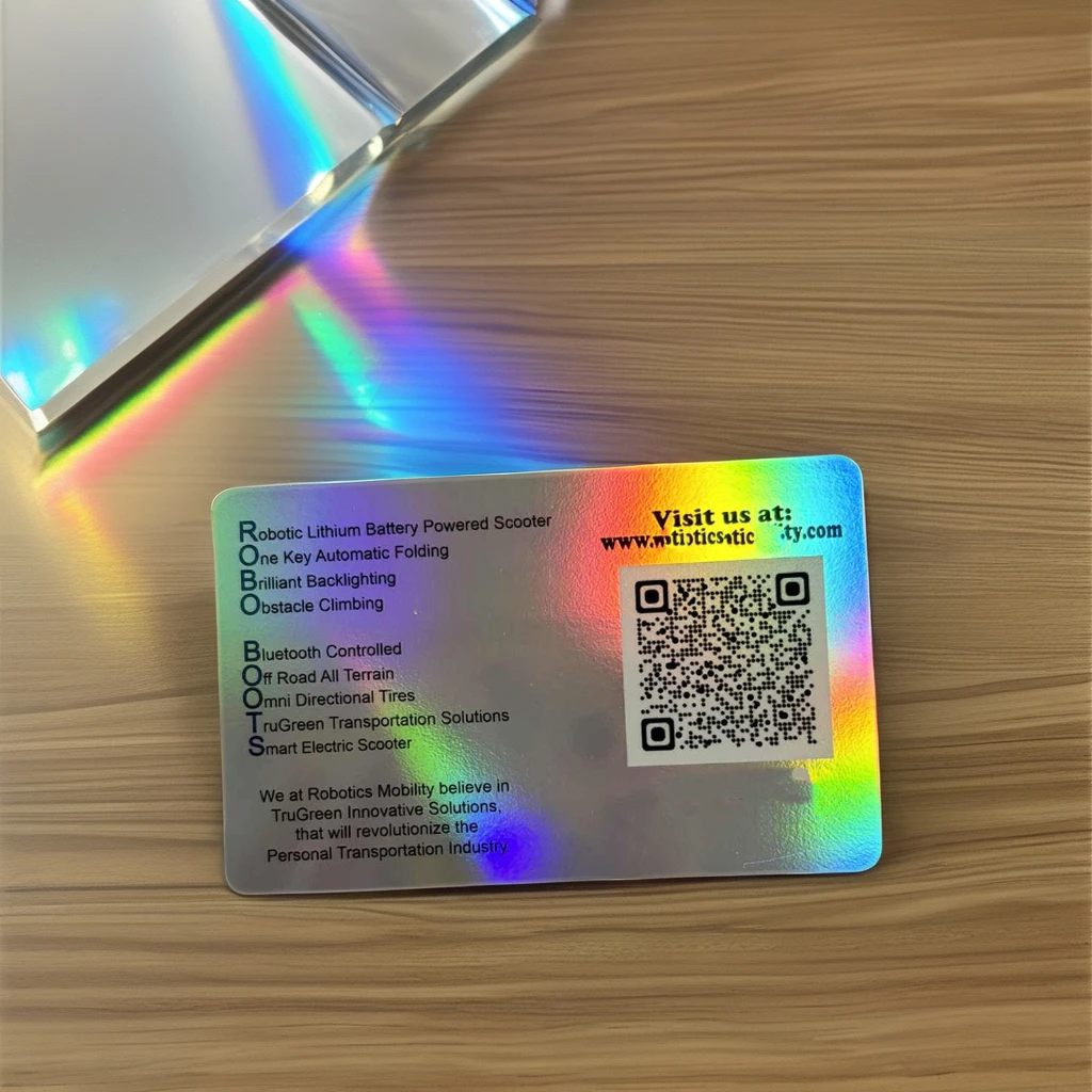 Custom Designed PVC Hologram Business Card with Laser Rainbow Effect Glossy Lamination Offset Printing Special Hologram Finish