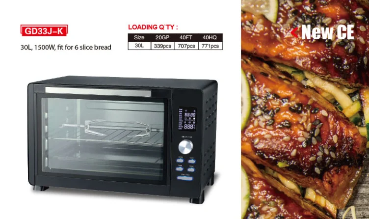 High Quality 33L Kitchen Portable Timer Switch Smart Electric Toaster Oven
