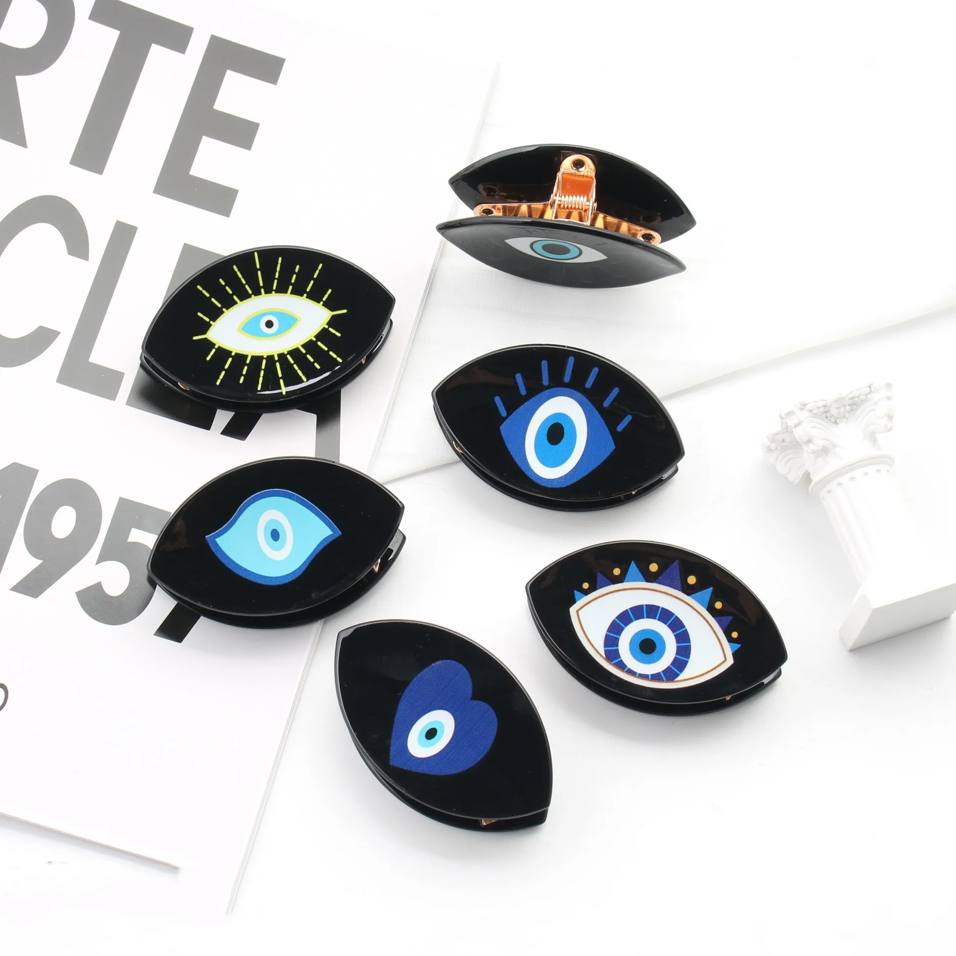 Hair Clamps and Hair Claw Clip about acetic acid hot- Selling INS Style lucky or devil eyes for fashion lady
