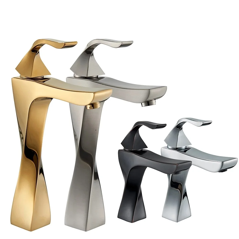 Basin Taps Bathroom Mixer Sink Tap Chrome gold Single Lever Hot and Cold Mixer Chrome Monobloc Taps