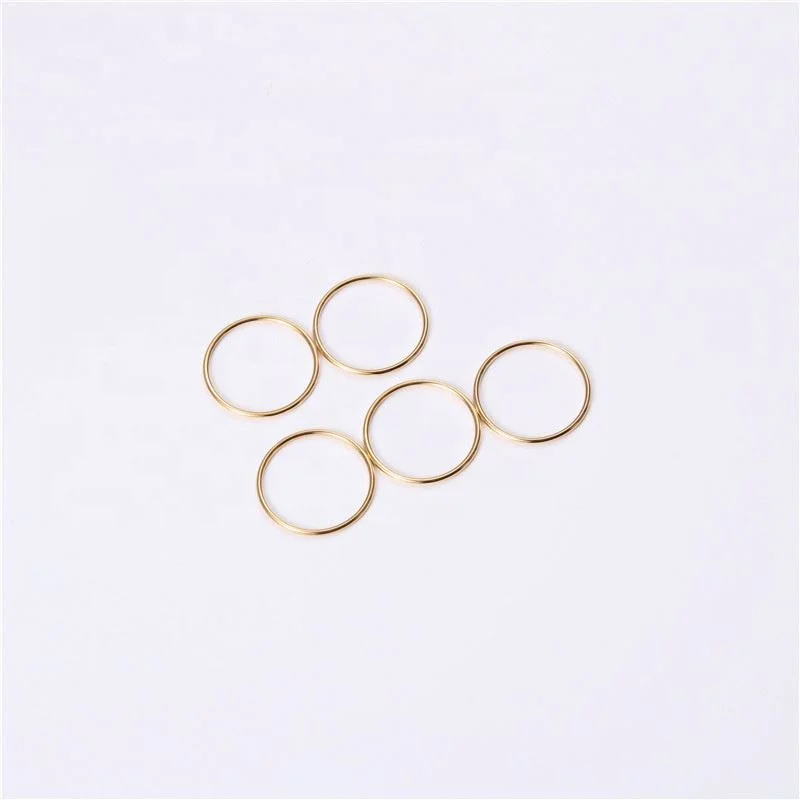 18K Plain Gold Seamless Dainty Line Rings Stainless Steel Trendy Simple Gold Plated Jewelry