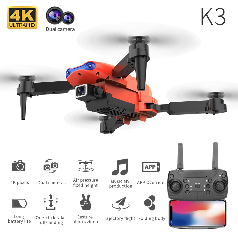 Новинка Квадрокоптер K3 E99 PRO rc 4k HD широкоугольный Wi-Fi визуальное позиционирование Дрон с камерой воздушная