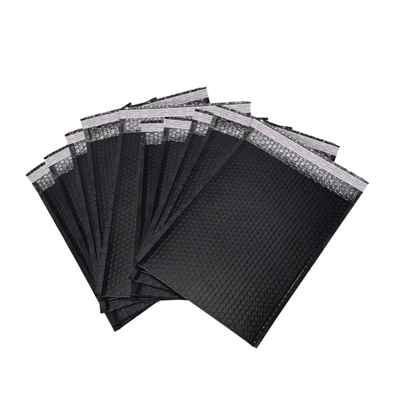 OEM Stock Waterproof Express Courier Shipping Packaging Strong Adhesive Plastic Padded Envelope Black Poly Bubble Mailing Bags