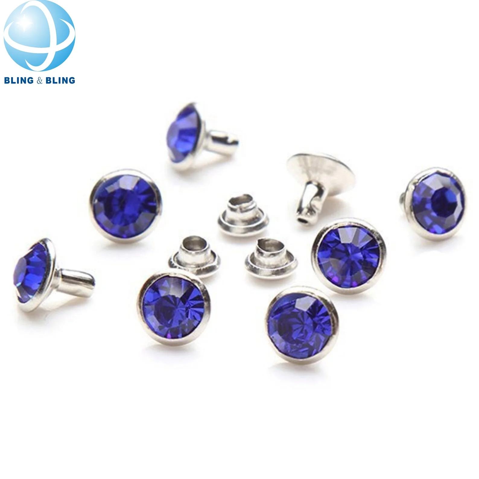 Hot Sell Custom 8mm 10mm 12mm Multi-colored  Crystal Rhinestone Snap Stud Rivets For Leather Crafts Garment Bag DIY Decor