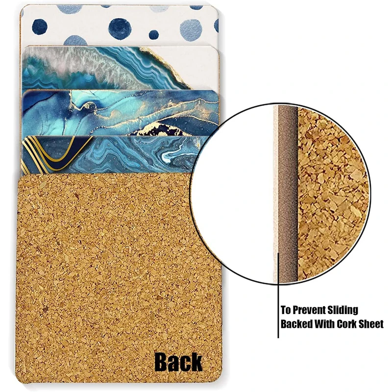 HTPmart 4inch Sublimation 4mm Blank MDF Wooden Coaster with Cork Non-slip Customized Printing Square/Rounde Shape Mug Coaster