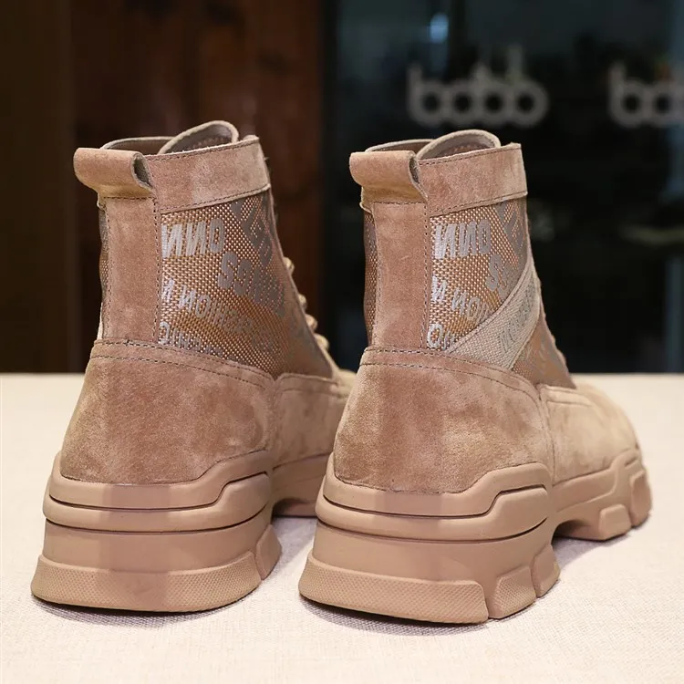 Высококачественные женские ботинки с принтом, увеличивающие рост до щиколотки, Осенние повседневные ботинки