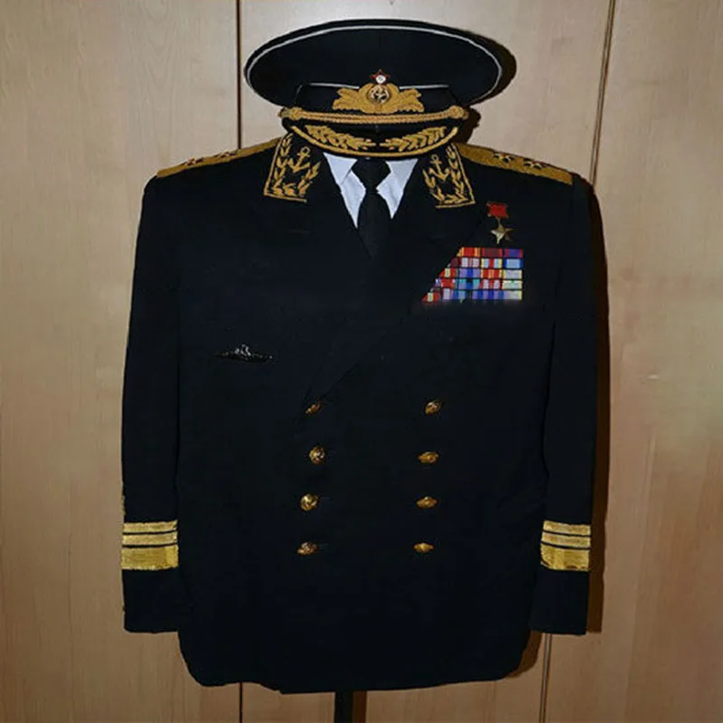 wool officer navy white uniform Stage performance uniform Drama props clothes