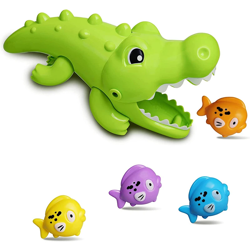 Baby Bath Toys Floating Crocodile Fishes Swimming Pool Games Water Play Set Gift Bathtub Shower Beach Bath Toys For Kids