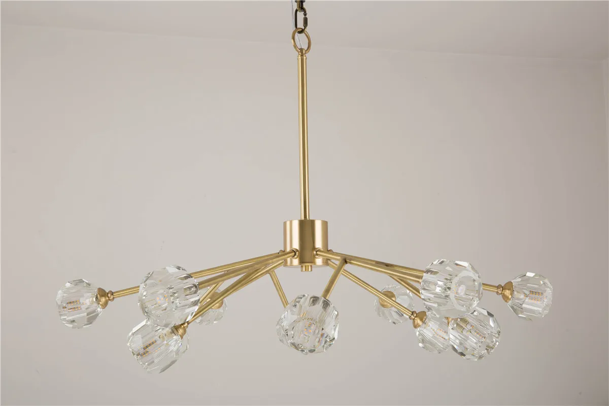 
Nordic Pendant Light Gold Bronze Simple Dining Room Crystal Chandelier 